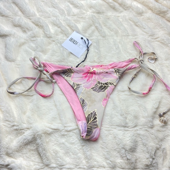 NWT Beach Riot soleil golden hibiscus floral cheeky bikini bottoms 12812 - Picture 5 of 13